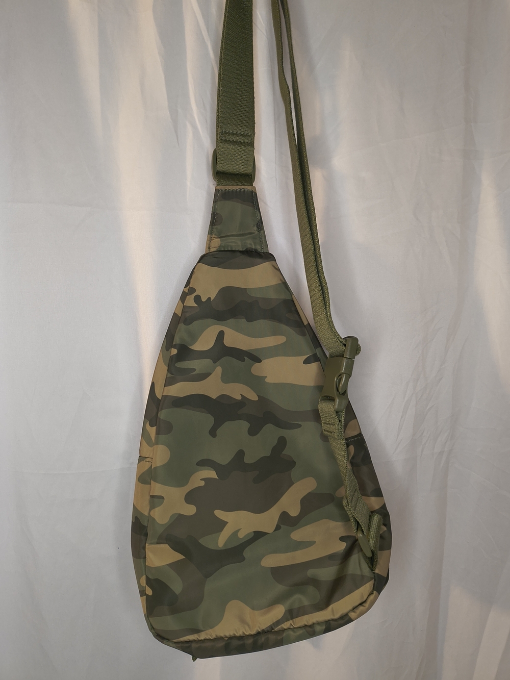 Victoria's Secret PINK Nylon Sling Backpack in a green camo pattern - Picture 5 of 6